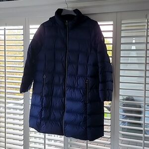 Michael Kors Navy Blue Down Filled Packable Puffer Jacket Coat Zip Pocket - 1X